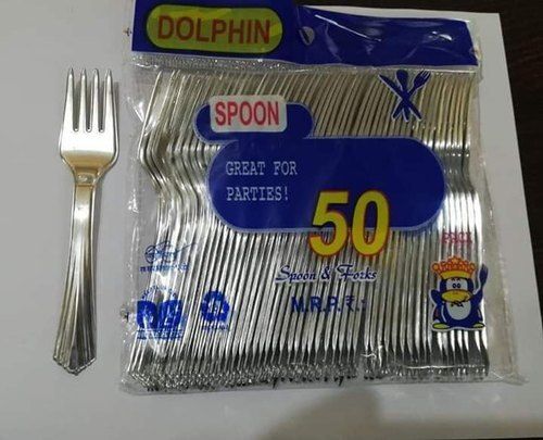 Eco Friendly Biodegradable Silver Dolphin Disposable Plastic Fork For Party And Event Supplier