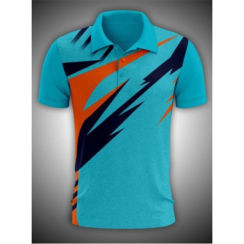Blue Collar Neck Mens Sports T Shirt