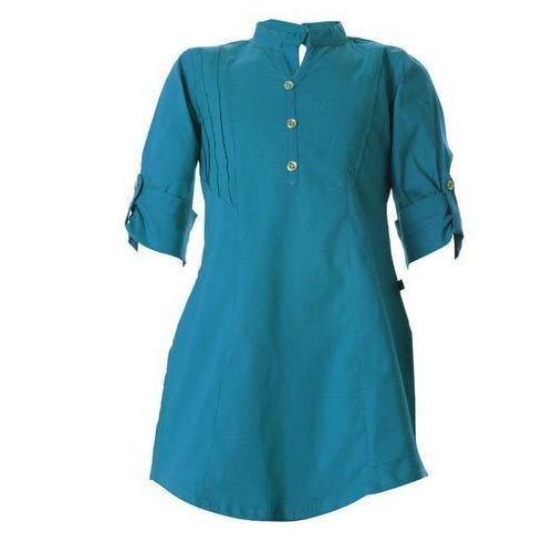 Casual Half Sleeve Cotton Silk Stand Coller Ladies Kurti Bust Size: 44 Inch (In)