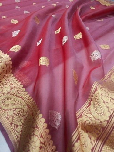 Dark Pink Weaving Work Red Silk Saree