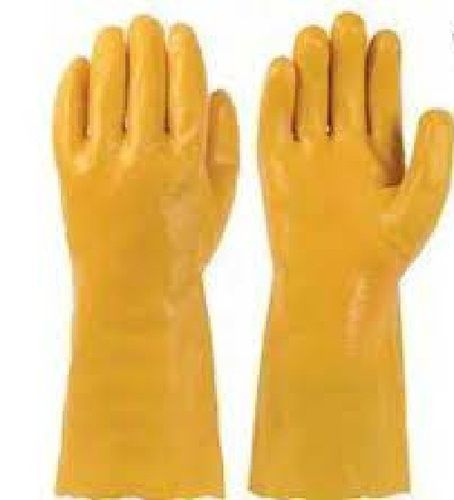 Nylon Chemical Resistant And Full Finger Protection Yellow Safety Hand Gloves 