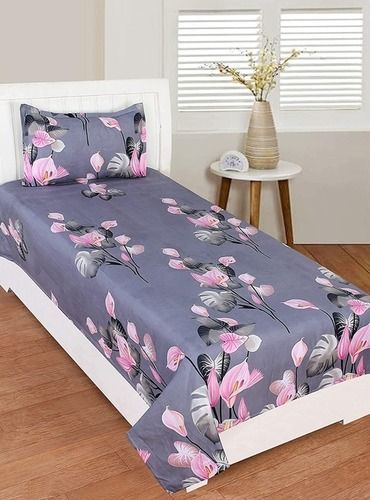 Breathable Best Quality, Comfortable And Soft To Touch Glace Cotton 180 Tc Single Flat Bed Bedsheet Grey Colour