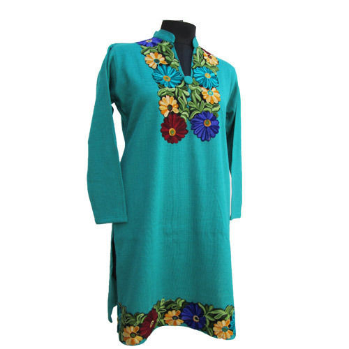 Full Sleeve Flower Printed Cotton Ladies Long Knitted Kurti Bust Size: 44 Inch (In)