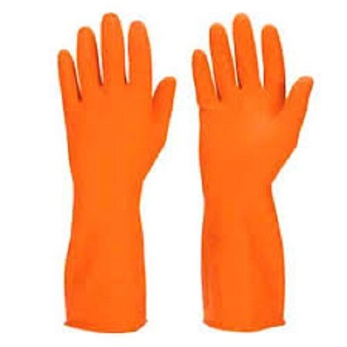 Nylon Light Weight And Full Finger Protection Orange Plain Safety Hand Gloves