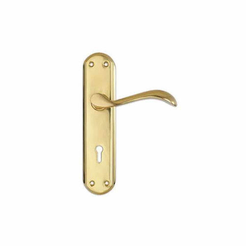 Long Lasting And Matt Finish Golden Brass Single Door Handle For Domestic Use