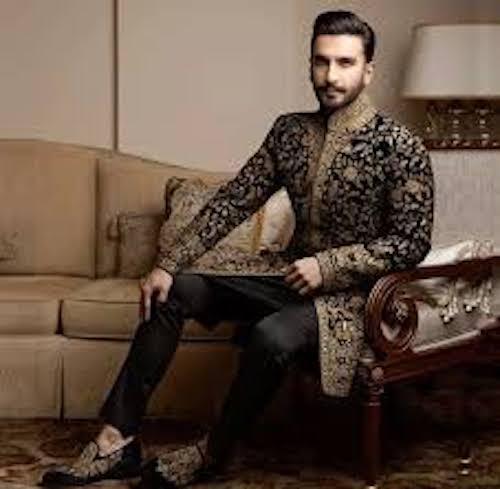 Summer Men Full Sleeves Stylish Party Wear Breathable Printed Cotton Black Groom Sherwani