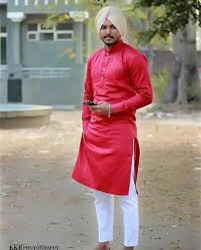 Men Full Sleeves Stylish Traditional Look Comfortable Plain Cotton Red And White Kurta Pajama Age Group: 30