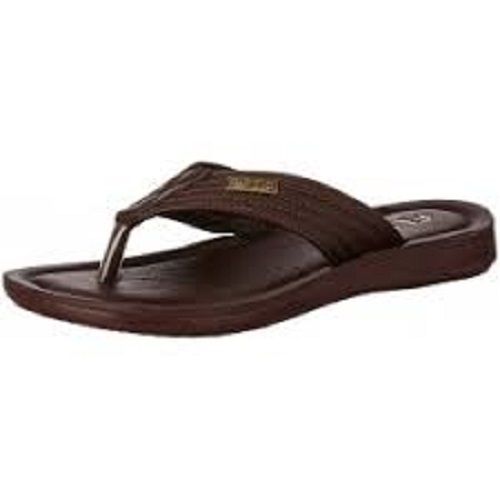 Leather Men Regular Wear Comfortable And Light Weight Brown Flats Flip Flop Slipper