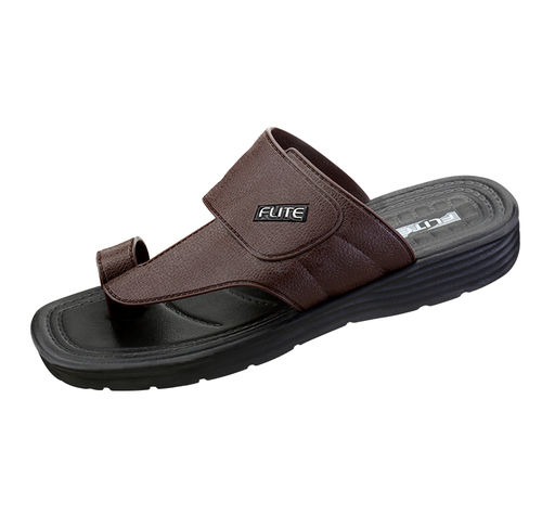 Leather Men Regular Wear Comfortable And Long Lasting Brown Flats Flip Flop Slipper