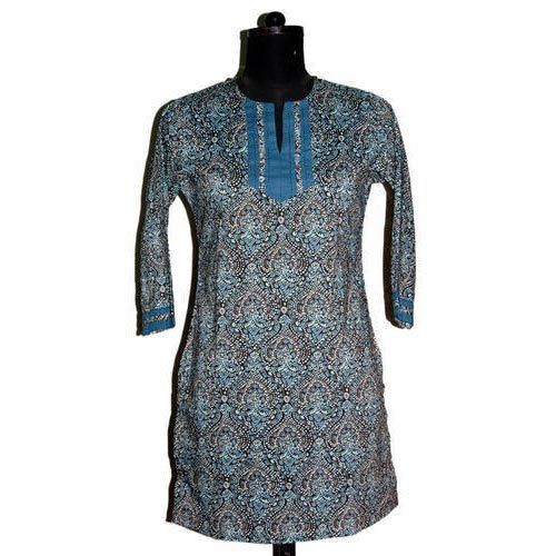 Regular Muticolor Long Sleeve Pure Cotton Ladies Fancy Kurti Bust Size: 44 Inch (In)