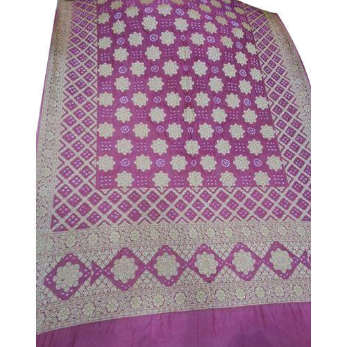 Violet Colour Simple And Elegant Purple Printed Gadhwal Silk Bandhani Ladies Saree