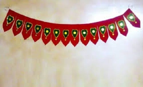 Polyester Artificial Maroon And Green Hanging Simple Toran For Home Door Decoration