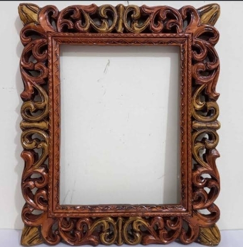 Beautiful Strong Decorative And Durable Brown Wooden Carved Photo Frame - Solid Wood, Square Shape, 8x10 Inches | Hanging Mount, Matte Finish, Thin Beveled Edge