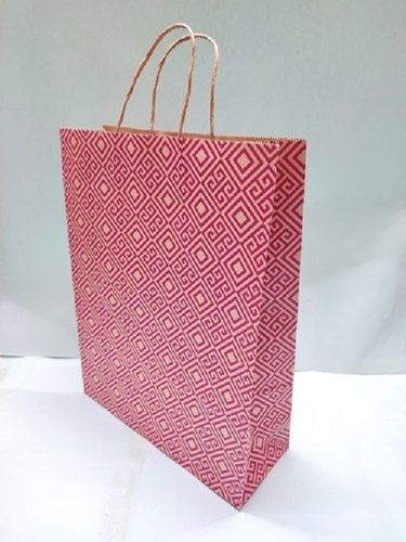 Biodegradable And Lightweight With Reusable Pink Printed Paper Carry Bag With Handle  Size: 8 X 10 - 16 X 20 Inches