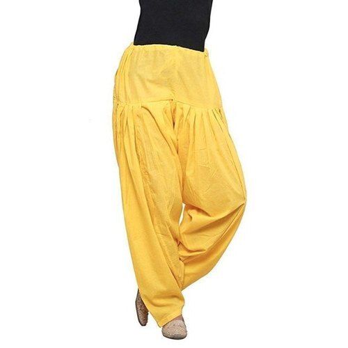 Casual Wear Comfortable Skin Friendly Yellow Cotton Patiala Pant For Ladies