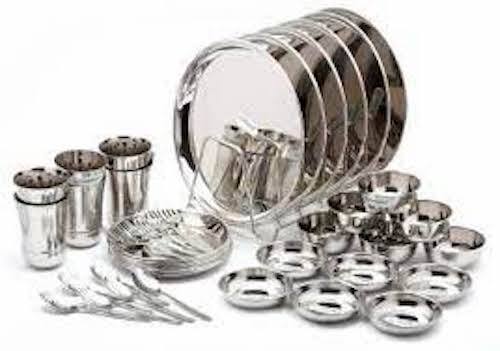 Silver High Quality Easy To Clean And Dishwasher Safe Stainless Steel Dinner Set