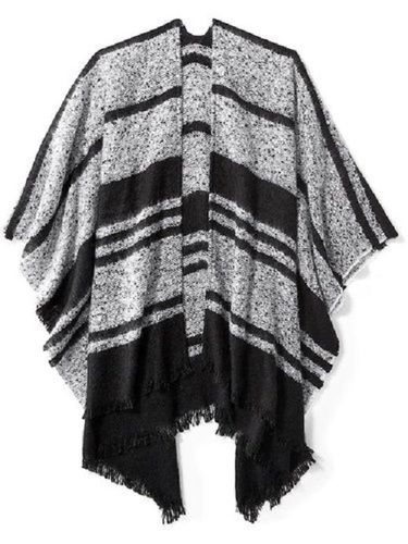 White Ladies Casual Wear Elegant Look Fancy Stylish Woolen Black Poncho Designer 