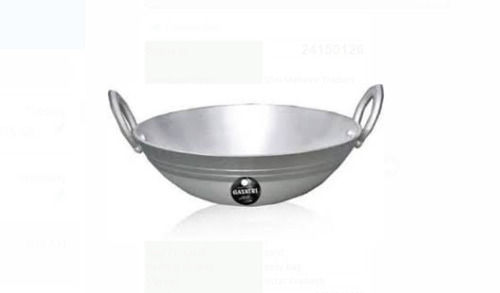 Light Weight And Easy To Clean 2 Kg Capacity Round Shape Aluminium Kadai Thickness 3Mm Used In Kitchen Interior Coating: Polished