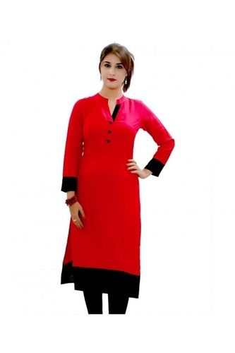 Red And Black Color Stylish And Stunning Look Full Sleeves Fancy Ladies Kurti 