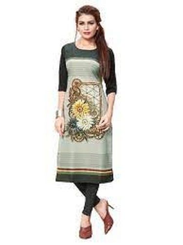 Soft Comfortable Skin Friendly 3/4 Sleeves Floral Pattern Cotton Ladies Kurti