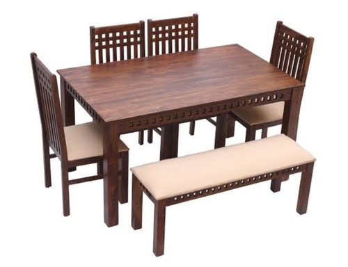 दीमक प्रतिरोध एलिगेंट और आधुनिक लुक वाला सॉलिड ब्राउन वुडन डाइनिंग टेबल सेट कोई असेंबली आवश्यक नहीं है