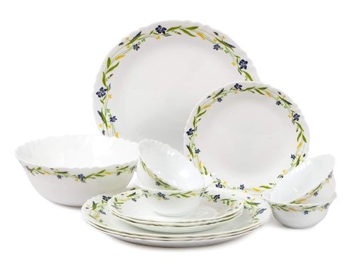 Unbreakable Heavy Duty Long Durable Leaf Printed Round White Dining Set