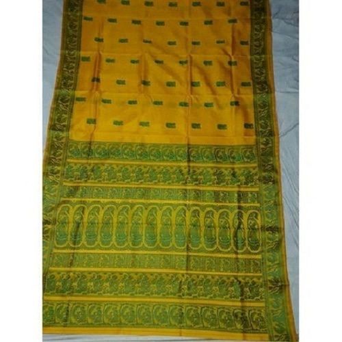 Daily Wear Yellow And Green Pure Art Silk Baluchari Saree With Blouse Piece