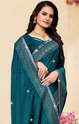 Cotton Silk Ladies Fashionable And Elegant Look Designer Green Saree