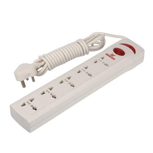 Pvc Electric Illuminated And Short Circuit Protection Five Socket White Extension Board