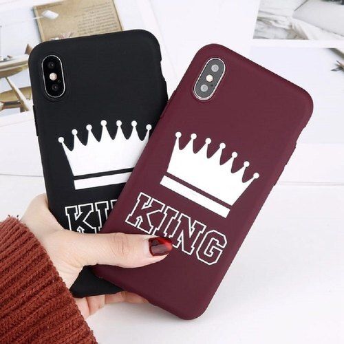 Black Light Weight Fine Finish Plastic King Printed Mobile Back Cover