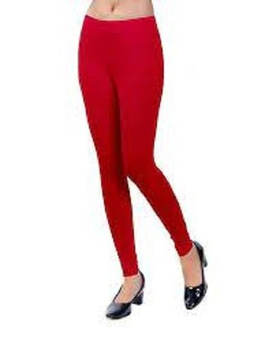 Indian Woman Fashionable Comfortable And Slim Fit Red Plain Ankle Length Legging