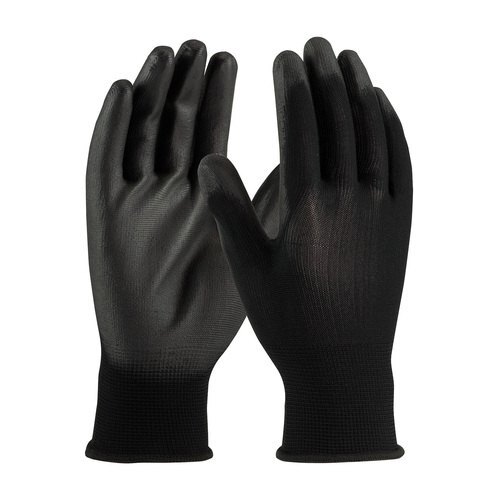 Abrasion Resistant And Skin Friendly Full Finger Safety Plain Black Nylon Hand Gloves - Nylon Material, Full Finger Style, Black Color, Long Cuff Design, Smartphone Compatible