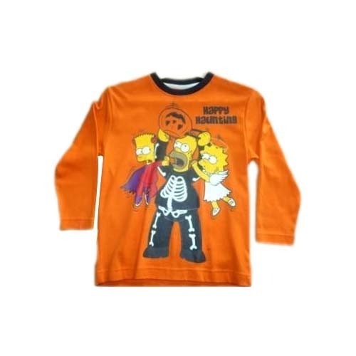 Breathable Skin Friendly Wrinkle Free Round Neck Full Sleeve Orange Printed T Shirt For Kids