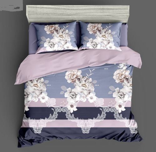 Multicolor Comfortable And Lightweight Floral Printed Cotton Bed Sheet With Pillow Covers