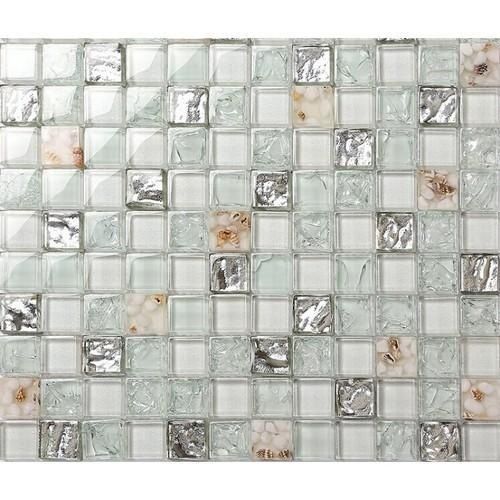 Crystal Glass Mosaic Tile Aqua Iridescent Silver Diamond Shining Waterdrops Application: Electrical