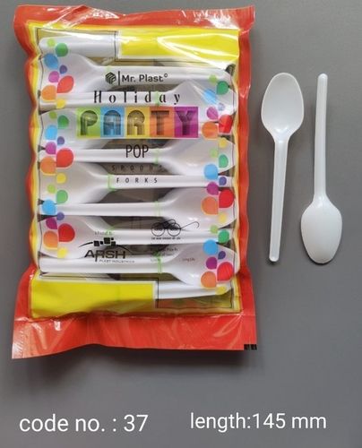  Eco Friendly Lightweights Biodegradable Disposable White Plastic Spoon  Size: 34