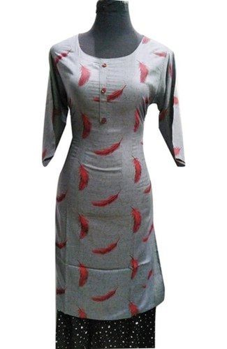 Grew Grey Full Sleeve Cotton Ladies Kurti For Casual And Regular Wear