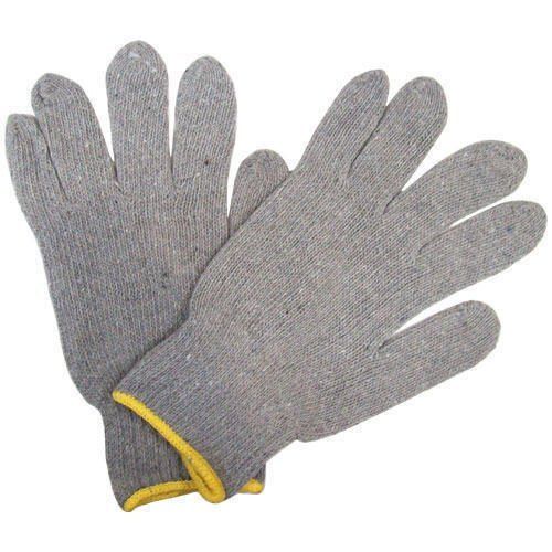 Men Reusable Full Finger Safety Plain Grey Soft Cotton Knitted