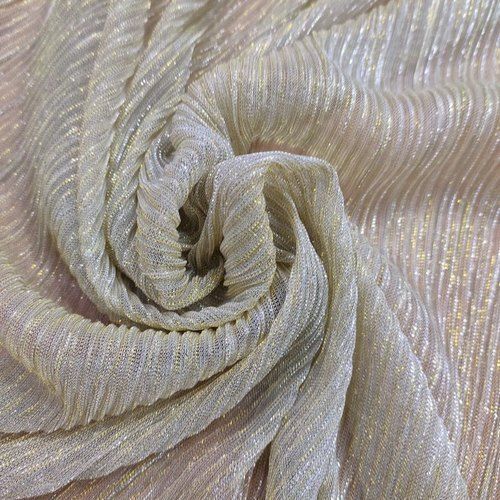 Washable Textile Metallic Pleated Fabric With Foil Printing