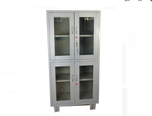 66 X 19 X 33 Inch Dimension 4 Door Iron And Glass Almirah Application For Office And Lab 