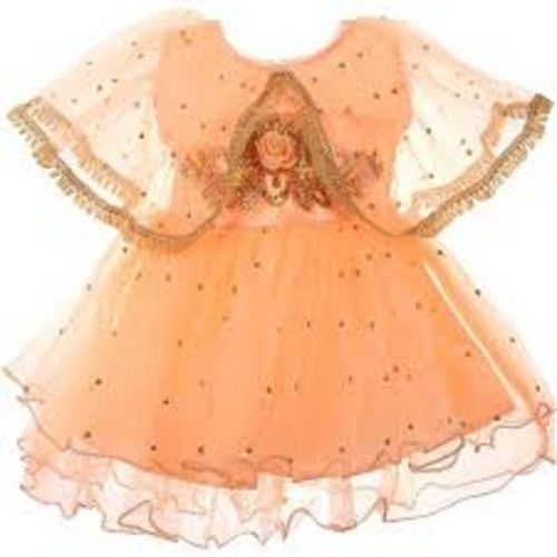 Beautiful Atraction Designer Wear Soft Comfortable Breathable And Stylish Orange Party Wear Babys Frock