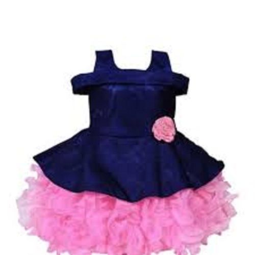 Designer Wear Soft Comfortable Breathable And Stylish Pink And Blue Party Wear Baby Frock