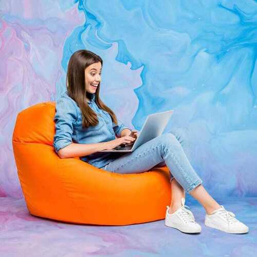 Lightweight And Comfortable With Relaxable Super Soft Orange Bean Bag For Home