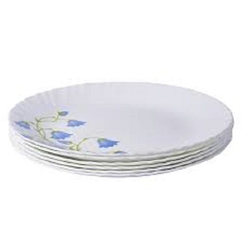 Scratch And Crack Resistance Floral Printed White Glass Plate For Kitchen