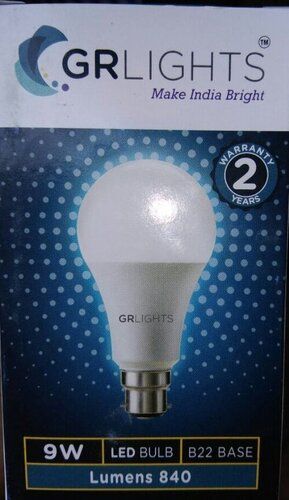 B22 Base Cool Day Light Low Power Consumption Round 9 Watt White Led Bulbs