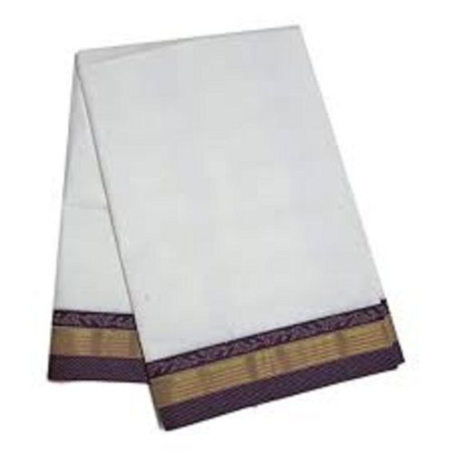 Plain Beautiful Stylish Breathable Designer Wear Modern And Trendy White And Black Chettinad Cotton Ladies Sarees 