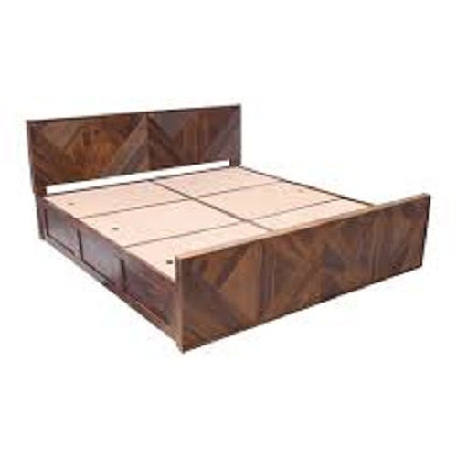 Wooden Bed - Solid Wood, 6-7 Foot Height , Brown Natural Finish, Durable Design with High Headboard and Footboard - Ideal for Living Room Decor