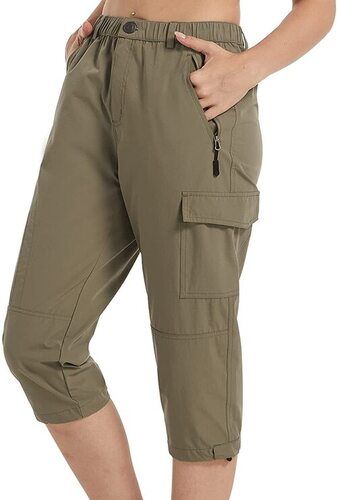 Gray Lightweight Quick Drying Women'S Hiking Capri Pants 