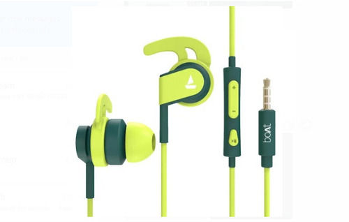 Lime And Black Boat Wired Earphone With Mic Cable Length 1.5 Meter Super Stereo Sound  Battery Backup: 1 Days