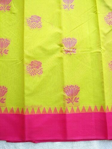 Lime Green And Pink Color Printed Pattern Lightweight Comfortable Ladies Saree